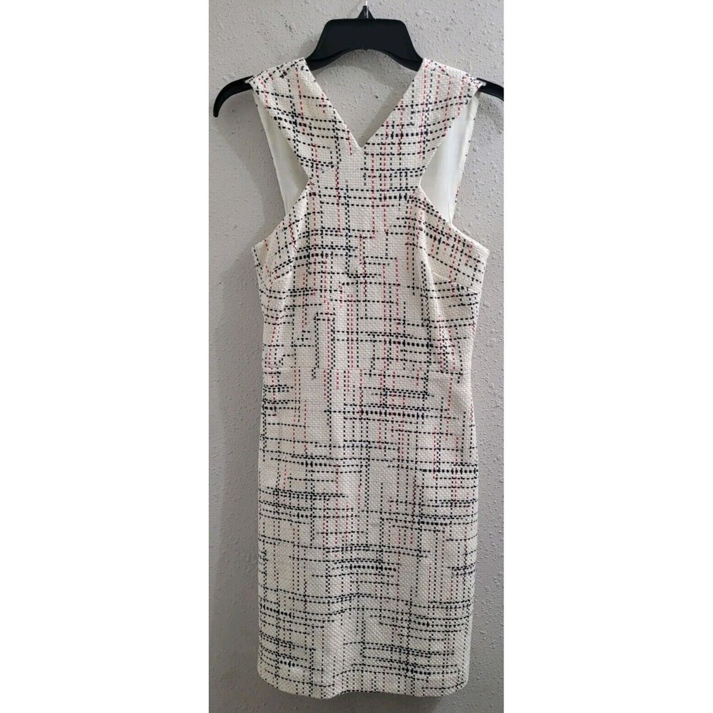 Banana Republic Tweed Cross-Front Dress Cream Red Blue Zip Sz 2 NWT MSRP $138